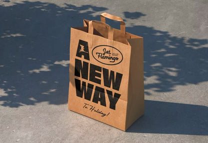 Personalised Flat Handle Brown Kraft Takeaway Bags With Logo Wholesale - Packett