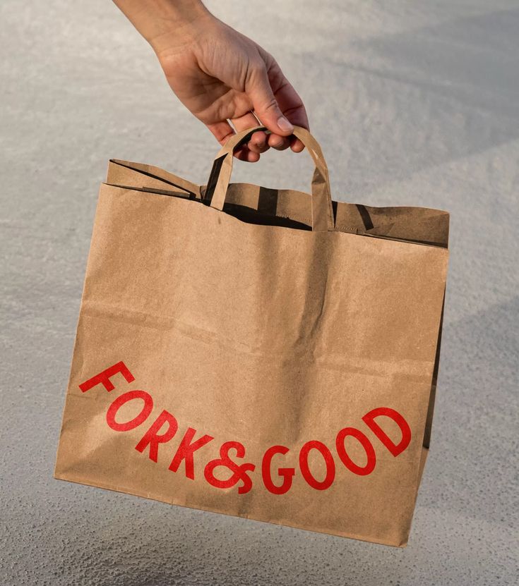 Personalised Flat Handle Brown Kraft Takeaway Bags With Logo Wholesale - Packett